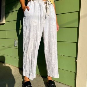 White linen pants